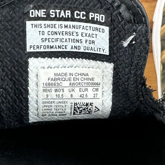 Mens Converse One Star Real‎ Tree Green Camo X CC Pro Slip On Sneakers Size 9 D - Picture 8 of 9